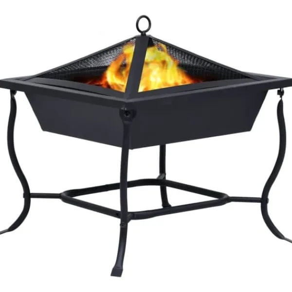 Discount Eldstad svart 42x42x45 cm stål - Eldstad - Eldgrop - Home & Living Öppna Spisar