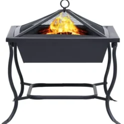 Discount Eldstad svart 42x42x45 cm stål - Eldstad - Eldgrop - Home & Living Öppna Spisar