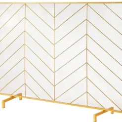 Hot Eldstadsskärm Enkelpanel, Stark Iron Mesh, 980(L)x758(H)MM, Gnistskydd, Enkel installation, Fristående brandstängsel. Tillbehör Till Vedeldade Kaminer & Öppna Spisar