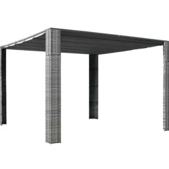 Elegant paviljong med tak i PE-rotting | Färg: Grå och Antracit | Storlek: 300x300x220 cm