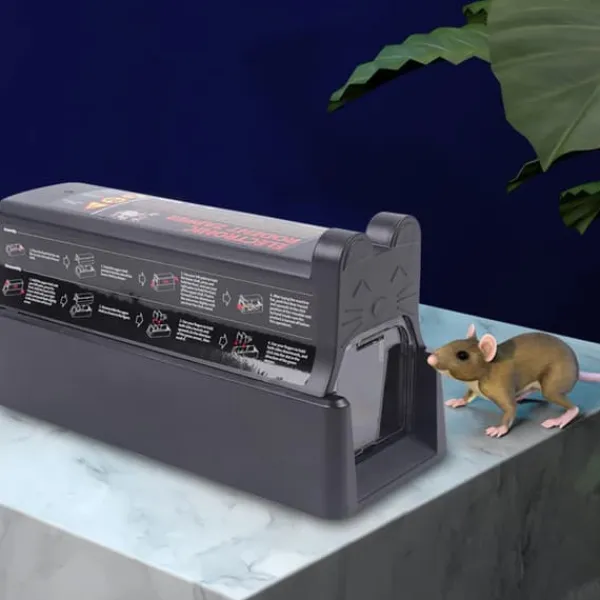 New Elektrisk råttfälla - Elektronisk mus- och råttfälla - 220V 60Hz - Elchock 7000V - Adapter 6V/1A - Plast - Svart Skadedjursfällor