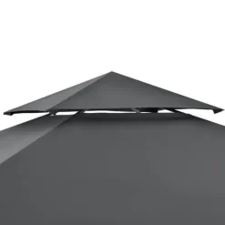 [en.casa] BBQ-paviljong Parga-grillpaviljong-250x241x151cm-pulverlackerat stål-eldtåligt tak-med sidohyllor-antracit-mörkgrå