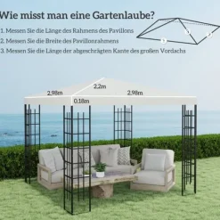 Ersättningstak till paviljong 3x3 m, vattentätt, oxford 370 g/m², ljusgrå