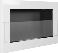 New Etanolkamin Öppna spisar Bio-eldplats Väggmonterad biokamin Bioetanolbrännare 65 x 40 x 12 cm vit blank med glas ekologisk eldstad Öppna Spisar