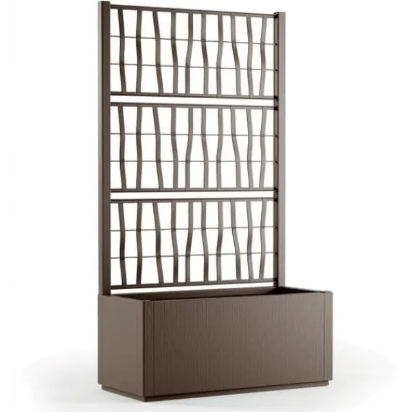 Outlet Ethica rektangulär blomlåda 80 cm med taupe spaljé Krukor & Växtbehållare
