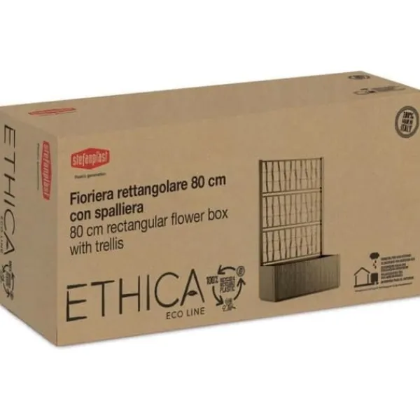 Outlet Ethica rektangulär blomlåda 80 cm med taupe spaljé Krukor & Växtbehållare