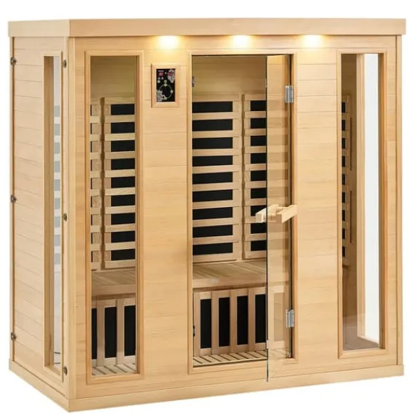 Far Infrared Träbastu 3-4 personer, 2580W, Energibesparande, Effektiv Värme, Perfekt för Avkoppling, Wellness Spa