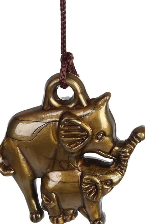 Feng Shui-klocka, vintage lövelefant, lyckobringande hänge, lycka till Feng Shui-bronsklocka