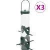 vidaXL Fågelmatare 3 st mörkgrön 17x17x32 cm
