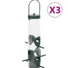 Fågelmatare 3-pack - Elegant design med 6 matningsportar | Färg: Mörkgrön | Storlek: 17x17x32 cm För Fåglar & Småvilt