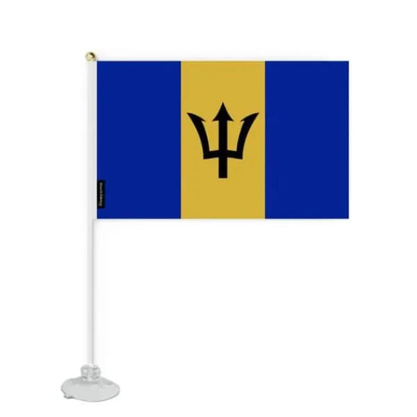 Outlet Flagga - Barbados - Mini Flaggventos - 20 x 30 cm - Polyester - Tryck Framsidan/Baksidan Flaggor & Vindstrutar