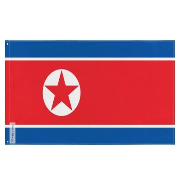 Online Flagga - Nordkorea - 90 x 150 cm - Polyester - Tryck på framsidan/baksidan - Ögla i järn Flaggor & Vindstrutar