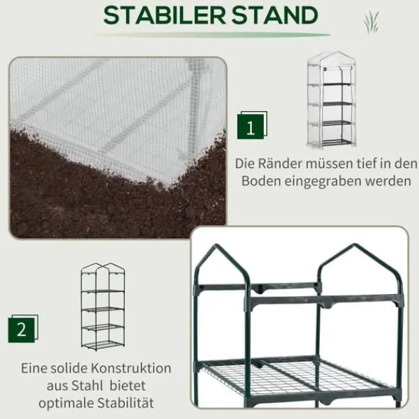 Outlet Folieväxthus 70x50x160 cm med 4 hyllplan, vitt – tomathus/drivbänk Växthus