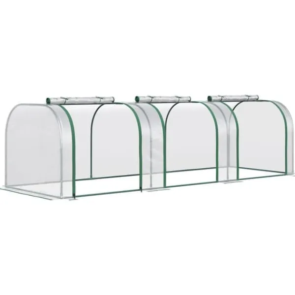 Folieväxthus 295x100x80 cm, stål, transparent, med dörr Växthus