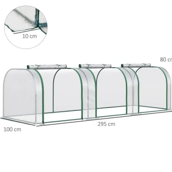 Folieväxthus 295x100x80 cm, stål, transparent, med dörr Växthus