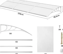 Outlet Framdörrsöverdrag, Regn- och snöskydd, UV-skydd, 270x98.5 vit Valvbågar, Spaljéer, Bersåer & Pergolor