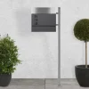 Discount Fristående brevlåda med tidningsfack 37 cm antracit inkl. stativ 120 cm högt Fristående brevlåda Silver Postlådor & Brevlådor