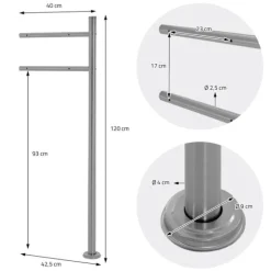 New Fristående brevlåda med tidningsfack 37 cm antracit inkl. stativ 120 cm högt Fristående brevlåda Silver Postlådor & Brevlådor