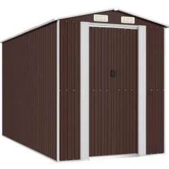 Clearance Förråd & Redskapsbodar - Living Trädgårdsskjul mörkbrun 192x357x223 cm galvaniserat stål Skjul, Garage & Carports