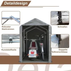 Hot Förråd 187x100x160 cm, cykelgarage, trädgårdsskjul, lagerzelt, mörkgrå Skjul, Garage & Carports
