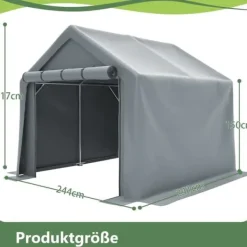 Best Förråd 244x241x217 cm, cykelgarage, trädgårdsskjul, verktygsskjul, lagerzelt, mörkgrå Skjul, Garage & Carports