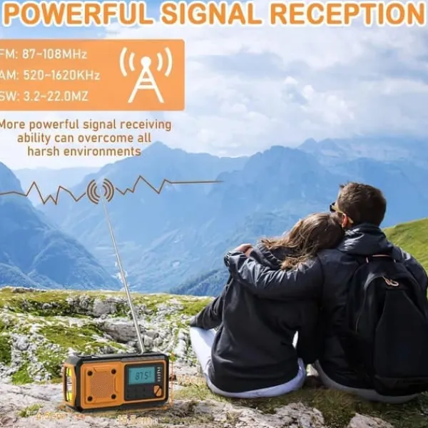 Online Fuleadture Handvevsradio 4000mAh, AM/FM/SW Väderradio, Solcell Vevradio, SOS & Ficklampa för Nödsituationer Beredskapsplaner