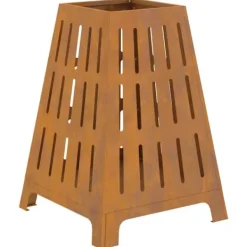 Fyrkantig eldstad i väderbeständigt stål - Utomhusdesign | Storlek: 50x50x70 cm