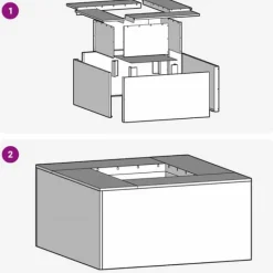 Clearance Fyrkantig eldstad i väderbeständigt stål - Utomhus vedeldad elldyna | Färg: Brun | Storlek: 60x60x30 cm Öppna Spisar
