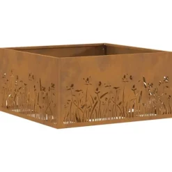 Online Fyrkantig eldstad i väderbeständigt stål | Storlek: 60x60x30 cm | Färg: Stålgrå Öppna Spisar