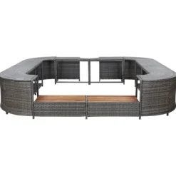 Outlet Fyrkantig poolkant i grå konstrotting - Lyxig badtunsaccessoar | Storlek: 268x268x55 cm Spa & Utomhusbad
