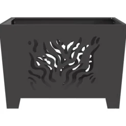 New Fyrkantig vedeldad eldstad i stål - Utomhuseldstad | Färg: Svart | Storlek: 60x60x40 cm Öppna Spisar