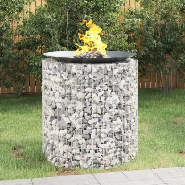 Discount Gabion för eldstad Ø 100 cm galvaniserat järn Öppna Spisar