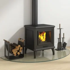 vidaXL Glasskiva för öppen spis halvrund 1200x500 mm