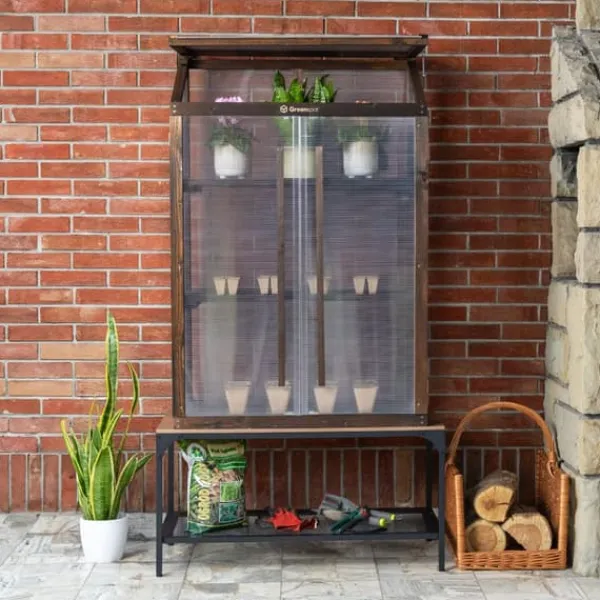 New Greenspot Miniväxthus för balkong och terrass 80 x 42 x 120 cm - Balkongväxthus för övervintring av örter, blommor, plantor - Ursprungsfärg Mörk rosen | CDON Växthus