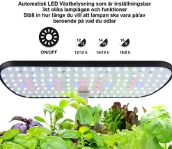 New GrowHome PRO, Inomhusträdgård och odlingsset för örter med inbyggd LED växtbelysning & autovattningssystem, Ört Mini Kit För Växt- & Örtplantering