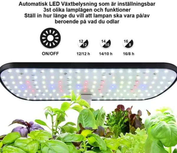 New GrowHome PRO, Inomhusträdgård och odlingsset för örter med inbyggd LED växtbelysning & autovattningssystem, Ört Mini Kit För Växt- & Örtplantering
