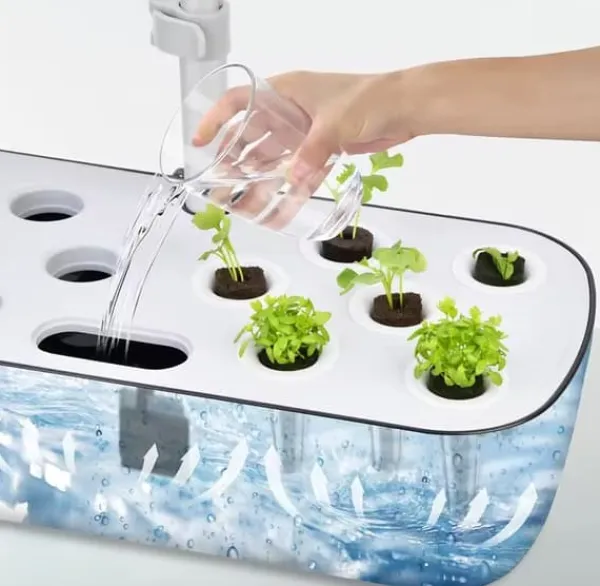 New GrowHome PRO, Inomhusträdgård och odlingsset för örter med inbyggd LED växtbelysning & autovattningssystem, Ört Mini Kit För Växt- & Örtplantering