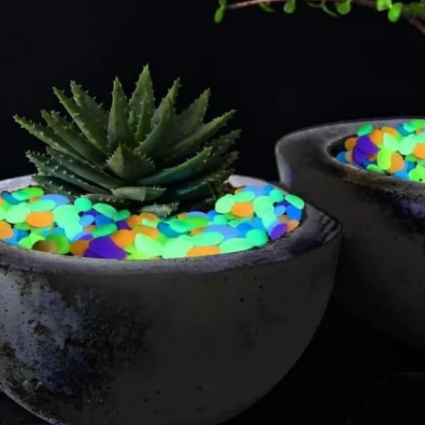 GR15527-Utomhus lysande sten, 200 st konstgjorda fluorescerande småsten dekoration för trädgård Pathway poolbelysning