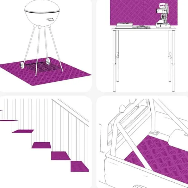 Halkfria Aluminium Diamantplåtar för Inomhustrappor - Gummitrapsteg | Storlek: 80x50 cm | Antal: 2 st