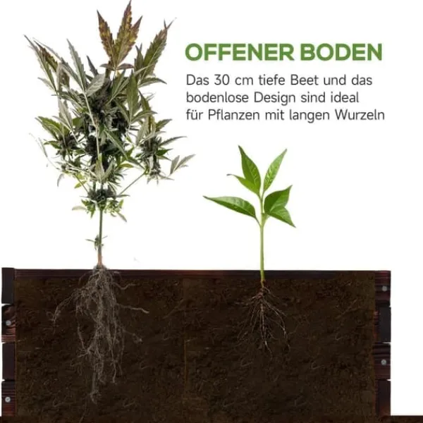 Sale Högbädd i massivt trä 60x60x23 cm, mörkbrun – planteringslåda/örtlåda Planteringsbänkar