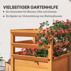 Outlet Högbädd med spaljé & öppen botten 65x65x60 cm, trä – för klätterväxter Kompostering