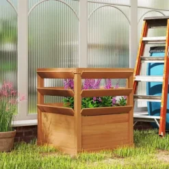 New Högbädd med spaljé & öppen botten 65x65x60 cm, trä – för klätterväxter Kompostering