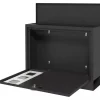 HOMCOM brevlåda svart metall med tidningsfack och visningsfönster, 36,5x11,5x29cm