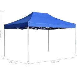 New Hopfällbart partytält i aluminium - Elegant solsäkert skydd | Storlek: 4,5x3 m | Färg: Blå Tält & Lusthus