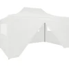 vidaXL Hopfällbart partytält med 4 sidoväggar 280x410x315 cm stål vit
