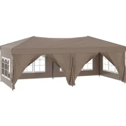 Hot Hopfällbart partytält med sidoväggar taupe 3x6 m Tält & Lusthus