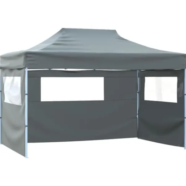 Hopfällbart tält med 3 väggar - Utomhustält för bröllop och fester | Färg: Antracit | Storlek: 431x291x315 cm