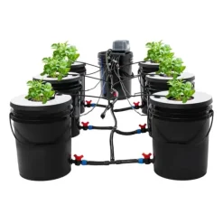 Sale Hydroponisk odling - DWC-system - 7 hinkar - 20 L per hink - 30×38 cm per hink - EU-kontakt 220–240 V 9 W - Svart Kit För Växt- & Örtplantering