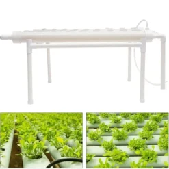Hydroponiskt odlingskit - 6-rörssystem - 54 odlingsplatser - 1 nivå - PVC - Komplett set - Vit Kit För Växt- & Örtplantering
