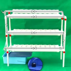 Discount Hydroponiskt odlingskit - 3-lagers system - 90 odlingsplatser - Såbricka med lock - Röd Kit För Växt- & Örtplantering